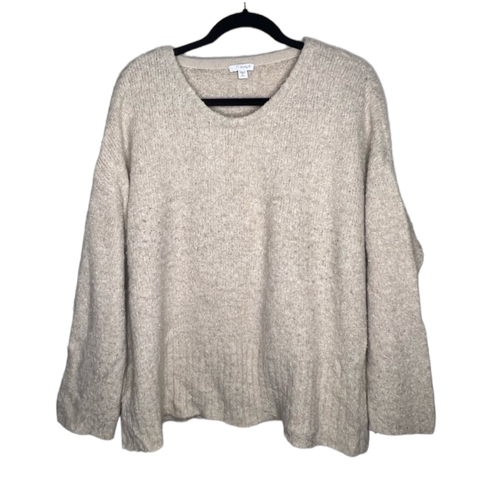 J Jill Sweater Womens XL beige Wool Blend Knit Long Sleeve Relaxed Fit fuzzy